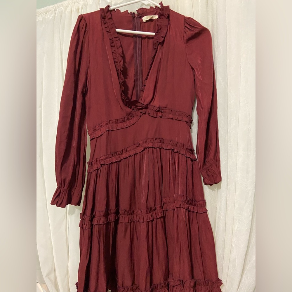 reddish brown dress!